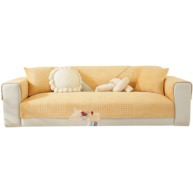 Sofa Cushion Non-slip, Universal for All Seasons, Simple Modern Light Luxury Style Cushion, Living Room Yellow Backrest Sofa Cover, Towel Cover