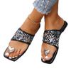 Damenschuhe Zehentrenner Damen Hausschuhe Sommer Freizeit Hausschuhe Damen Bling Eckige Zehenpartie Flach mit Outdoor Übergröße Schuhe Damen