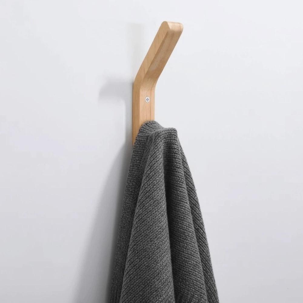 1Pcs Vintage Wall Mounted Wooden Coat Hooks Heavy Duty Double Hook Clothes Hanger With Screws Oak Hooks Bedroom