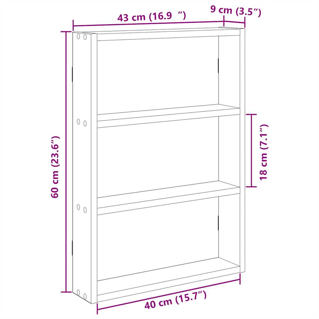 Wall Shelf Smoked Oak 43 X 9 X 60 Cm Wood Based Material