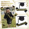 Graduation Cap and Sash Set for Graduation Party Photo Shoot Adjustable Tassel Square Academic Cap and Shoulder Sash with Printed Text for Ceremony