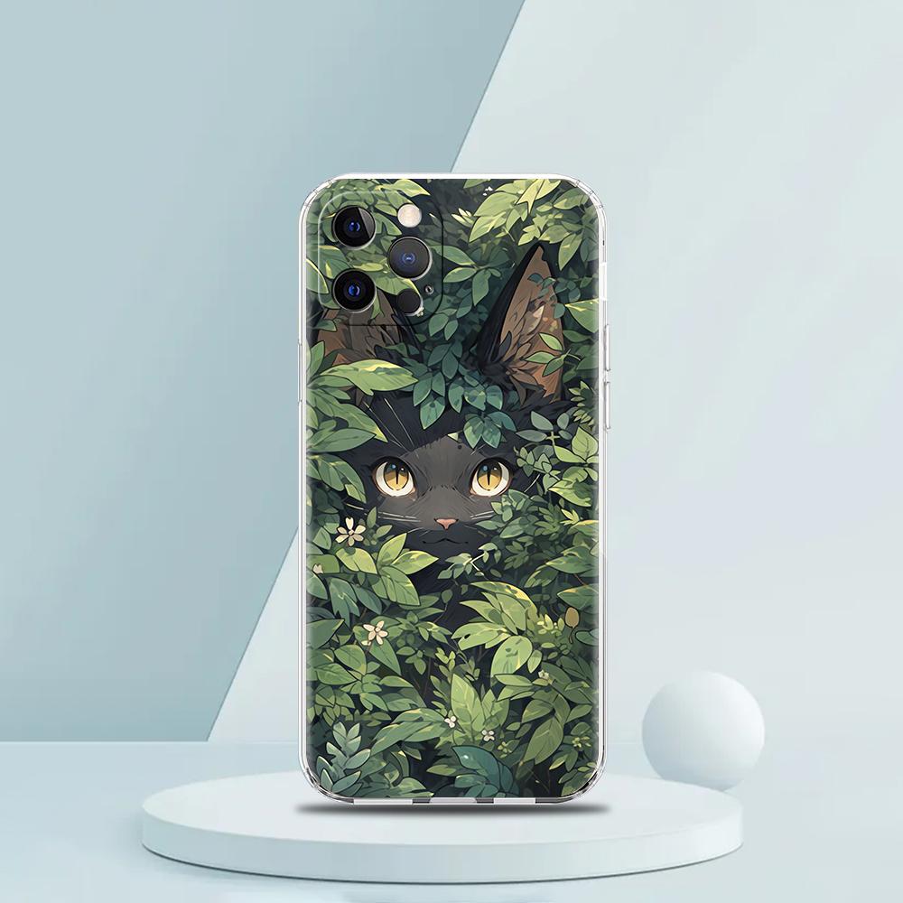 Artistic Black Cat Starry Night Luxury Phone Case For iPhone 16 15 14 13 12 11 Pro Max XS X XR SE 7 8 Plus Silicone Clear Cover