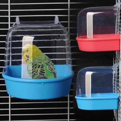 Cubo Colgante Bañera para Pájaros Loros Bañera Ducha Caja Accesorio de Jaula para Pájaro Pequeño Canario Periquito Agapornis Cajas