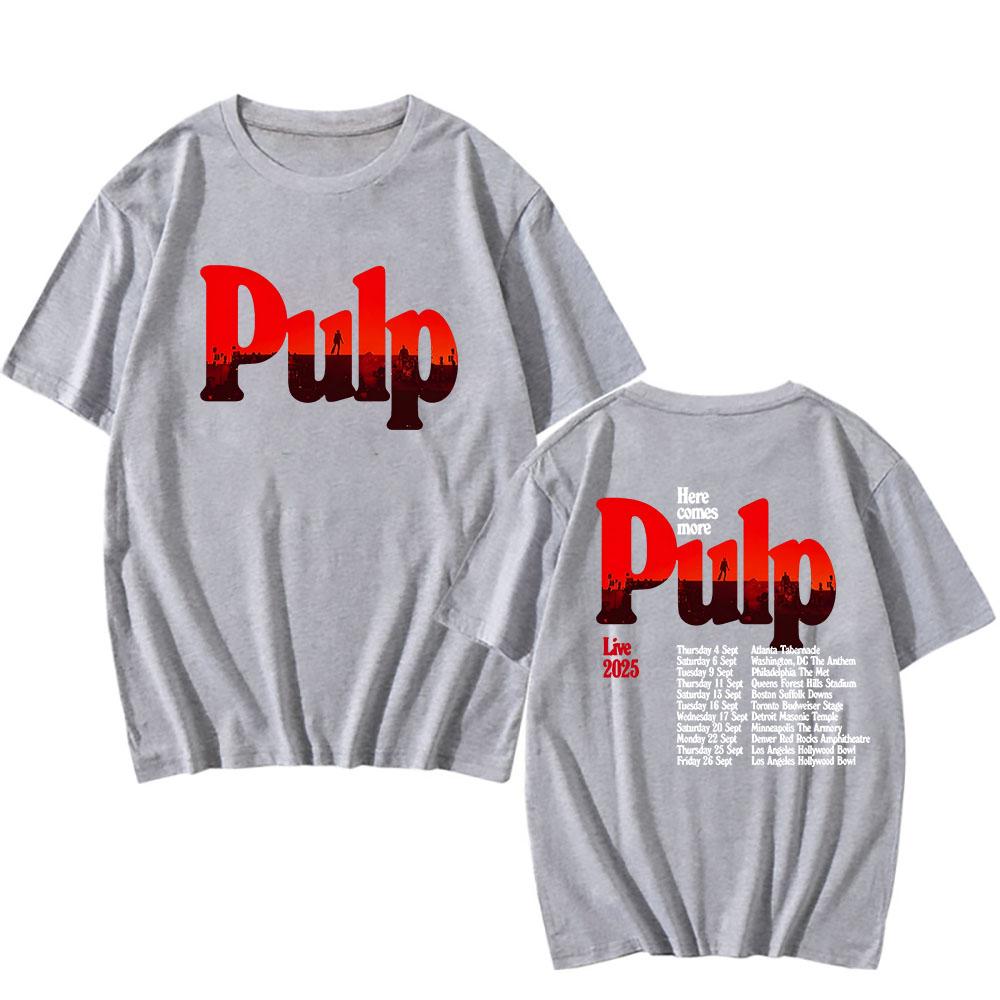 Więcej Koszulka z Trasy 2025 Czarna Pulp Rock Band Daty Koncertów Koszulki Letnia Bawełniana Koszulka z Krótkim Rękawem dla Mężczyzn Hip Hop Grunge Męska Koszulka