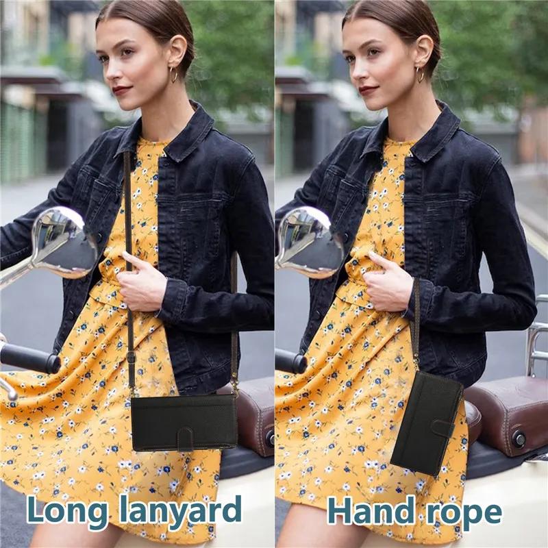 Long Lanyard Zipper Wallet Card Phone Case For iPhone 17 Pro Max Air 16E 16 Plus 15 14 13 12 11 XS XR X Flip Leather Cover Coque