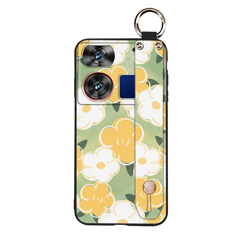 Waterproof Kickstand Phone Case For ZTE Nubia Z60 Ultra Oil Painting Soft case Fashion Design Flower Anti-knock Lanyard