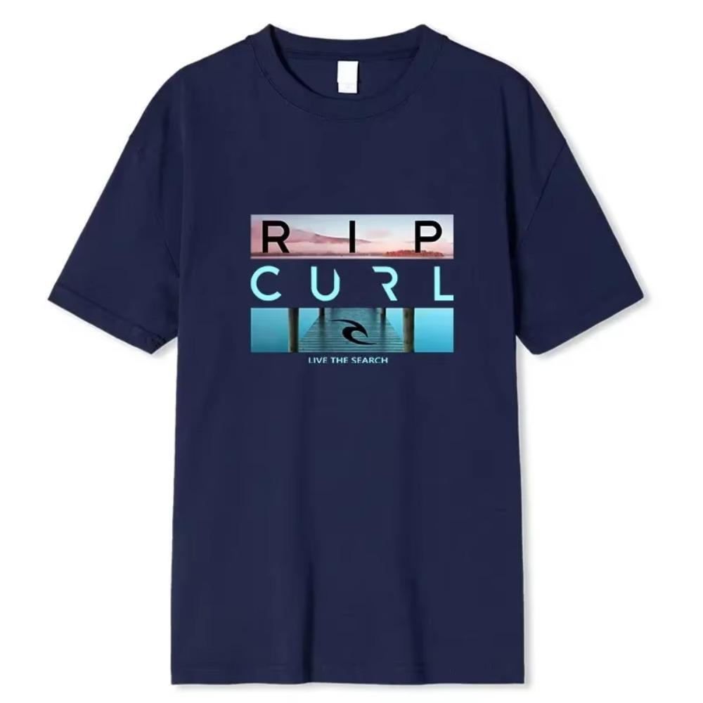 Selling Rip Live the Search Beauty Curl Logo Men's T-Shirt Summer Amazing Quality 100% Cotton White Top Tees Male New T-Shirt