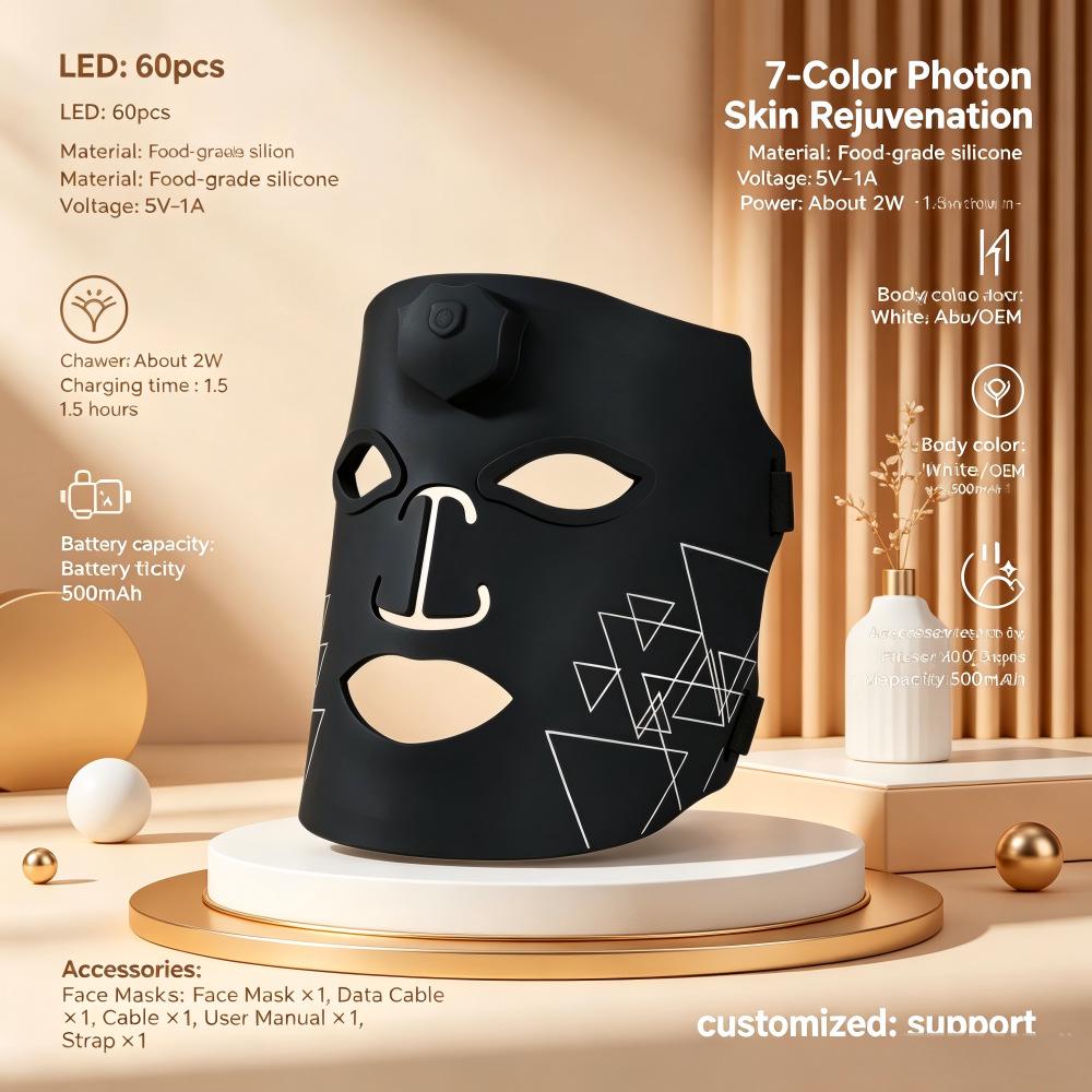 Photon Face Mask: Red & Blue Light Therapy Seven-Color LED Silicone Beauty Device