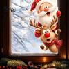 Transparent Decorative Stickers Christmas Static Window Clings, Removable Glass Decals, Snowman Santa Reindeer Nutcracker Seasonal Home Decor
