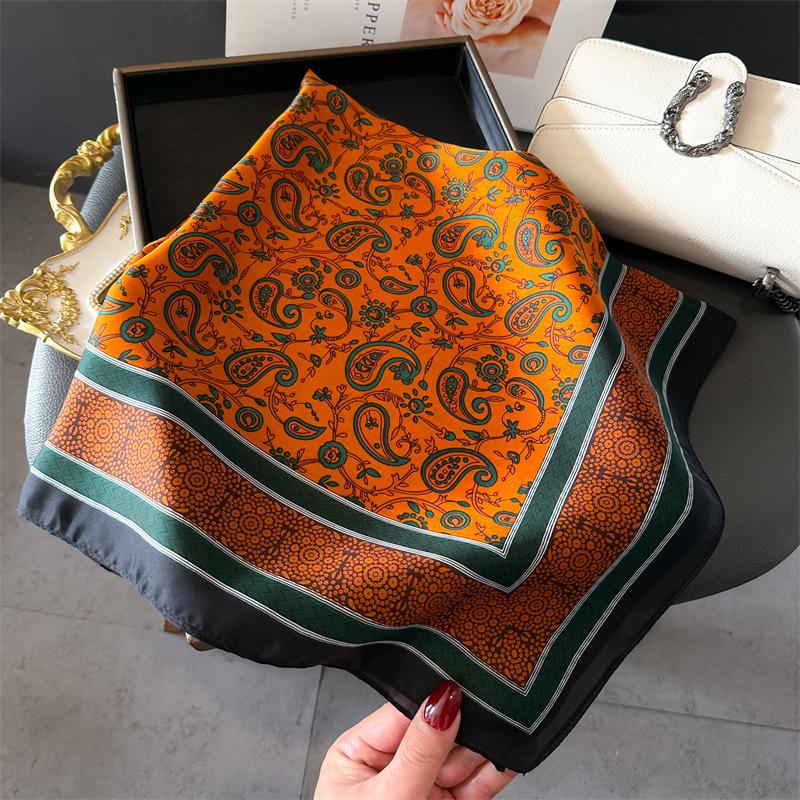 New cashew herringbone and linen small square scarf silk scarf imitation velvet scarf shawl sun protection scarf women's