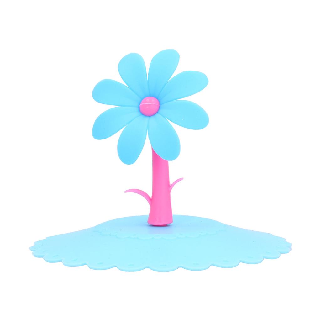 Silicone Lid Dustproof Hot and Cold Beverage Cup Cover with Flower Shape Handle for Kitchen Home