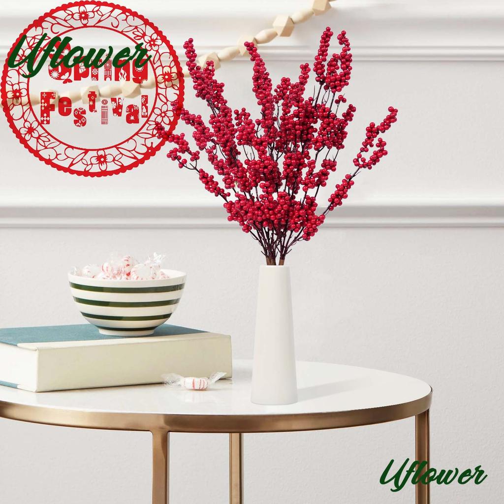1/3PCS Artificial Red Berry Branches  for Home Tabletop Festivals Wedding Party DIY Craft Decor Christmas New Year Decoration