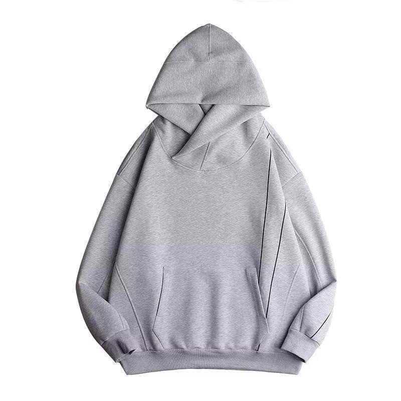 

Unisex High-Neck Hooded Sweatshirt - Heavyweight, Casual, Loose-Fit Jacket for Spring, Autumn, Winter; Trendy Couples Top for High Street Style XL
