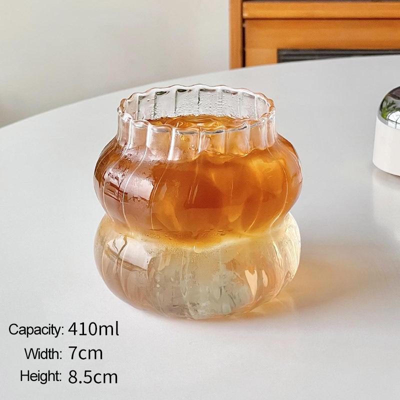 Ins Skleněný šálek Tepelně odolný sklenice na pití Průhledný čajový džus Mléko Kávový hrnek Domácí sklenice na vodu Pruhovaný hrnek 410/650/530ml