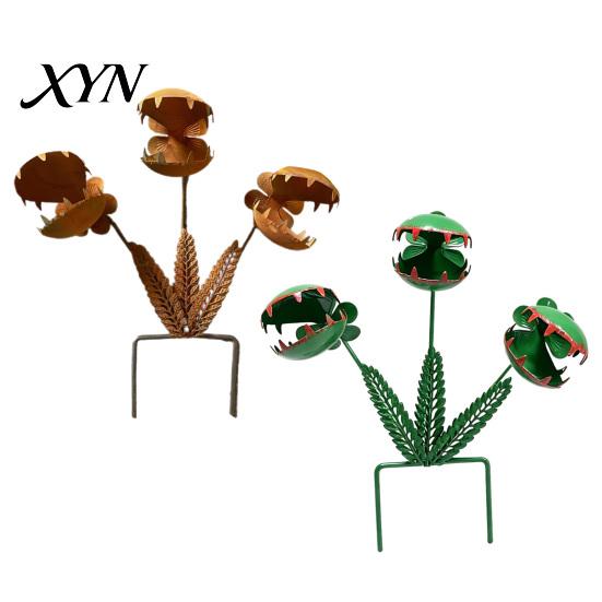 Durable Iron Yard Decoration Venus Flytrap Garden Stake, Metal Carnivorous Plant Art Ornament, Funny Piranha Stake Outdoor Lawn Patio Flower