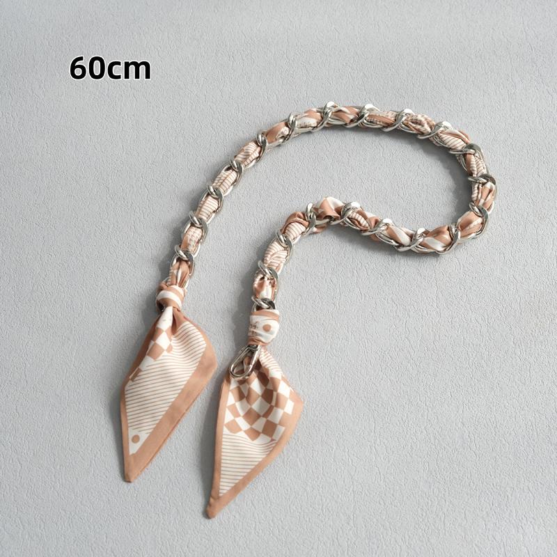 New Fashion Brand Woman Handbag Accessory Chains Detachable Floral Print Gold Silver Metal Silk Shoulder Strap Women DIY Chain Bag Handles