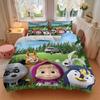 Custom Name Happy Cartoon Animal Friends Print 3Pcs Bedding Set Duvet Cover With 2 Bedro Pillowcase Home Birthday Gift