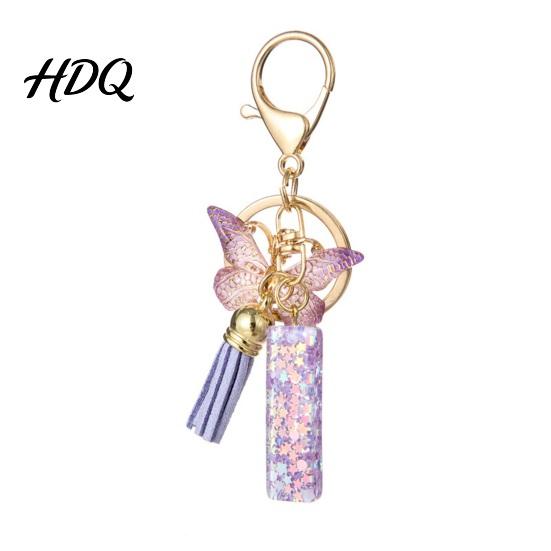 Keychain Accessory Purple Series Pendant Sequins Star Initial Letter Charm Key Chain
