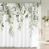 Green Plant Leaf Vines Flowers Shower Curtain Modern Nordic Minimalist Printed Polyster Home Decor Bathroom Curtain with Hooks