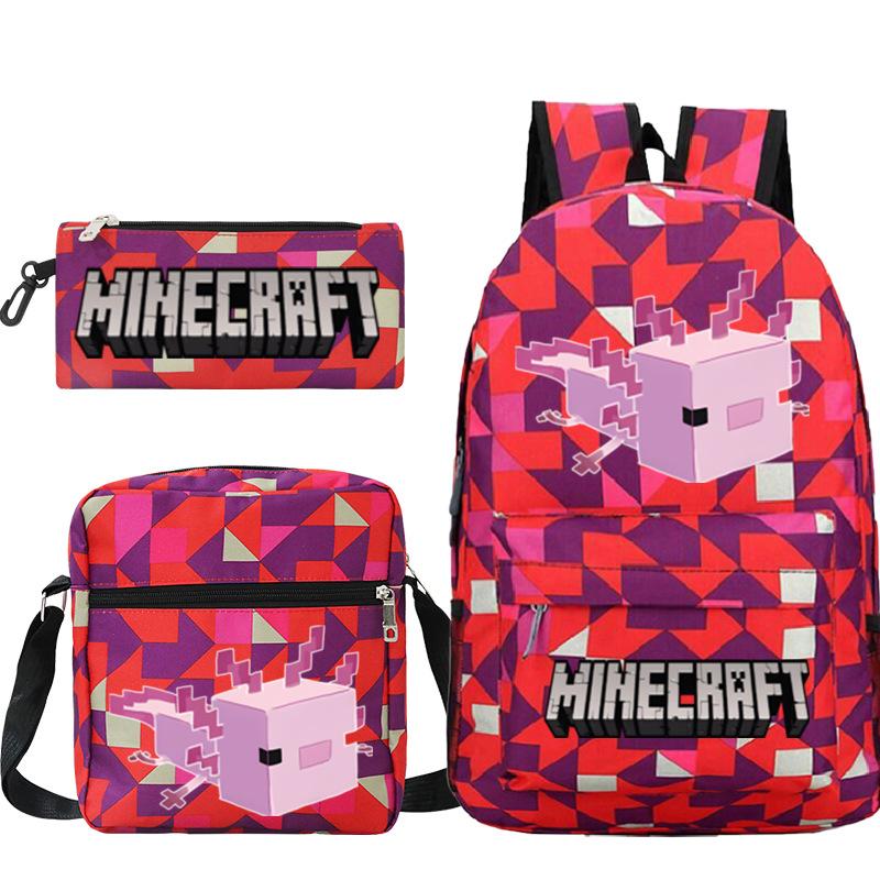 Game Minecraft Printed Children'S School Bag Oblique Span Bag Stationery Pencil Bag Student Backpack Set