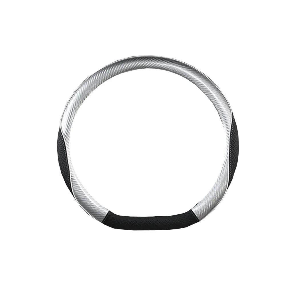 1Pc Car Carbon Fibre Leather Car Steering Wheel Cover Universal Auto Steering Wheel Cover Accessories Fit 37-38cm Steerig Wheel