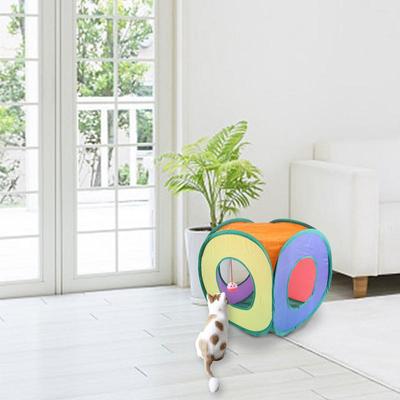 Cat Tunnel Toys Square Cat Rainbow Tunnel Folding Indoor Pet Play Chase Game Cat Accessories Pet Toys