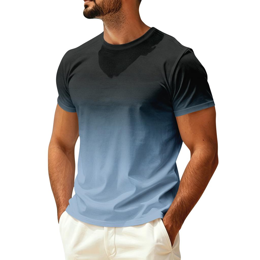 Men's Summer Crew Neck T-Shirt Quick Dry Breathable Lightweight Casual Short Sleeve Shirt for Outdoor Activities and Sun Protection