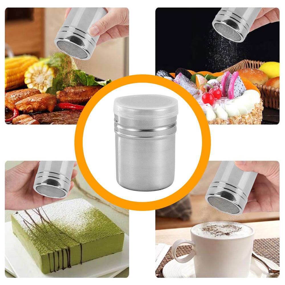 Stainless Steel Coffee Shaker Cocoa Chocolate Flour Powdered Sugar Sieve Filters Foam Spray Kitchen Cake BBQ Tools With Lid
