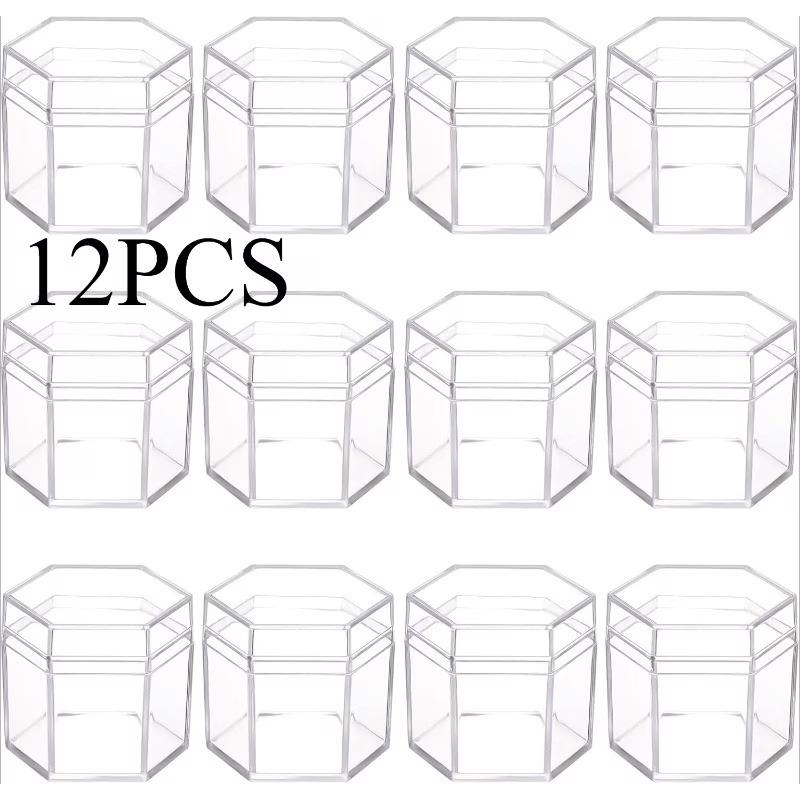 

12pcs Transparent Hexagonal Storage Boxes for Weddings Candies Gifts and Collectibles Clear Acrylic Hexagonal Display Gift Boxes