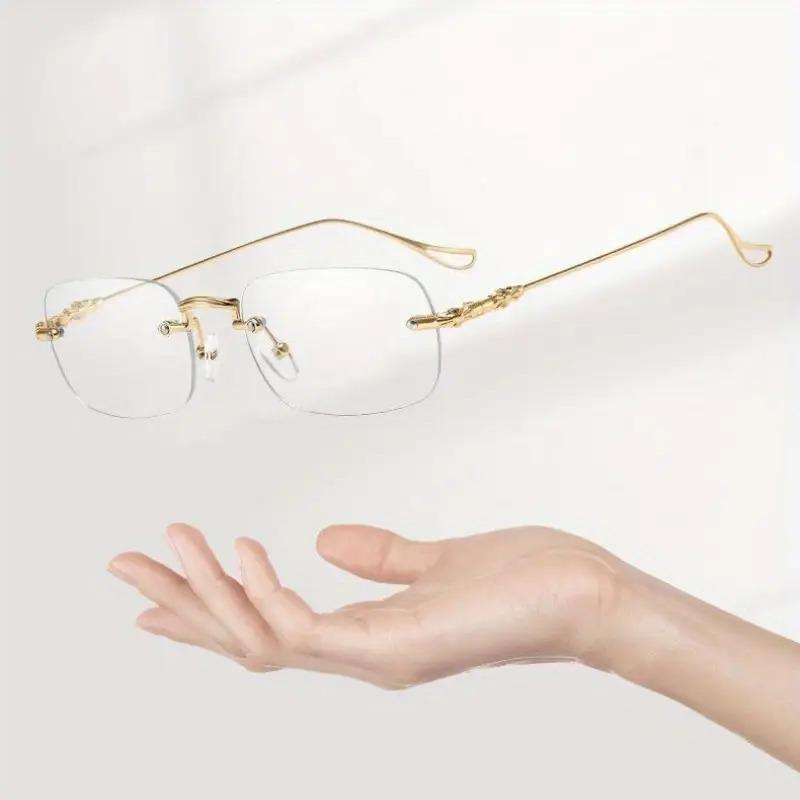 2pcs Fashionable and elegant frameless metal glasses - lightweight and durable metal material for daily business use