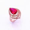 Russian Purple Gold European And American Luxury Ruby Ring Plated Rose Gold Water Drop-Shaped Hollow Ring Women'S