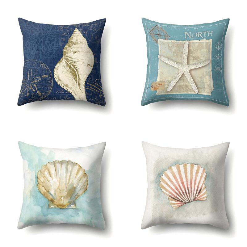 Blue Ocean Seaweed Polyester Pillow Case Car Decoration Home Print Pillow Bedside Sofa Waist Cushion Cover