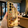 Jeweled Peacock Electroplated Golden Phone Case For Samsung Galaxy S25 S24 S26 S23 S22 S21 S20 Ultra Plus FE S26+ 5G Glass Cover