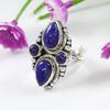 Genuine Lapis Ring, Handmade Ring, 925 Sterling Silver Ring, Teardrop Round Lapis Lazuli Ring, Taurus Birthstone, Gift for Her