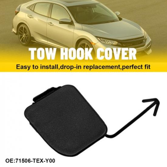 For 2016- Honda Civic Rear Bumper Tow Hook Eye Bracket Cover Cap Black 1Pc
