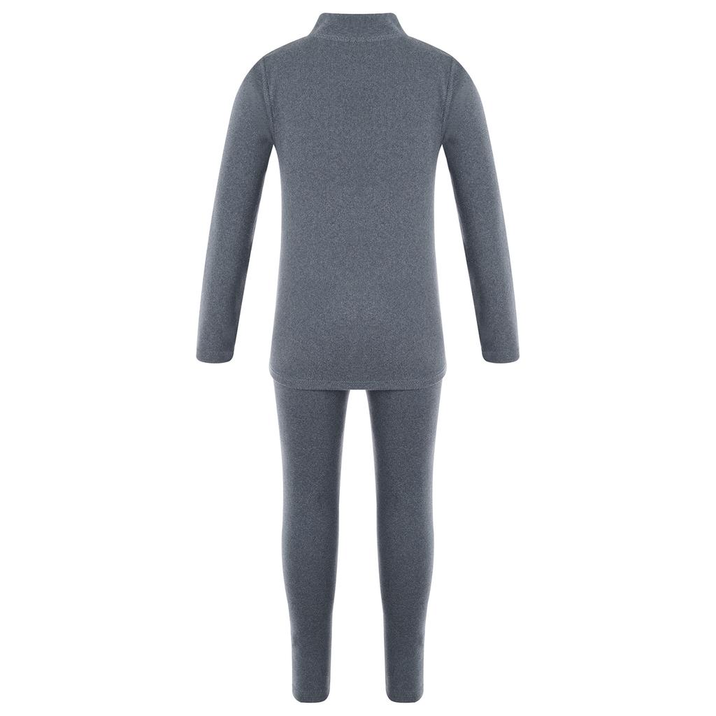 Unisex Kids Thermal Underwear Set Bear Print Mock Neck Long Sleeve Top Elastic Waistband Leggings Children Sleepwear Loungewear