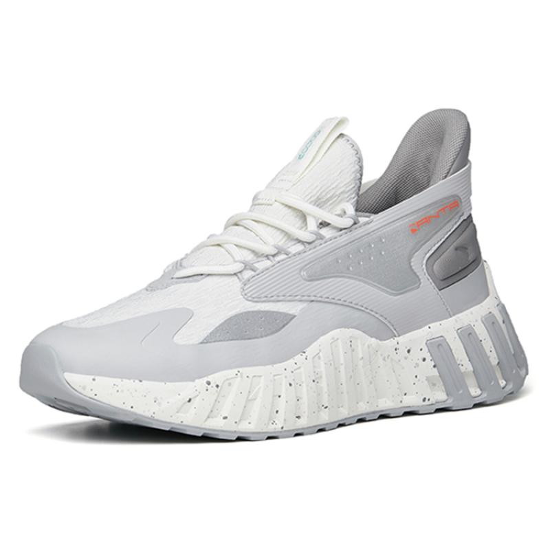 Anta Non-slip Wear-resistant Shock Absorption Low-Top Chunky Sneakers Men's White Gray Sneakers