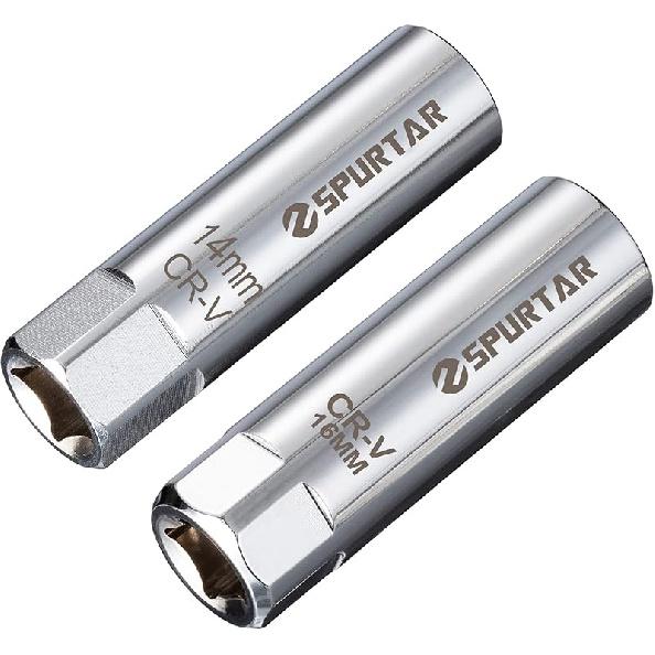 Spurtar 14mm Spark Plug Socket 3/8-inch Drive Thin Wall Magnetic Spark Plug Socket - 12-Point Design Compatible with BMW, Mercedes, Nissan, Mini