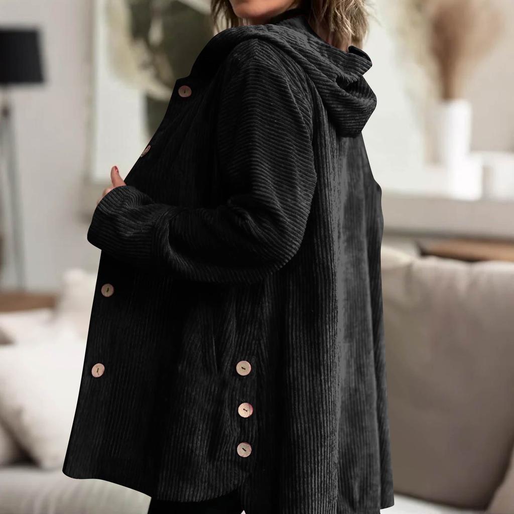 Dámský zimní kabát bunda s dlouhým rukávem knoflíky z rohoviny plyšový teplý kabát