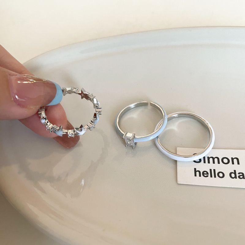 Zirkonblauer Drip-Glasur Sternring: Damen Offener Zeigefinger Set