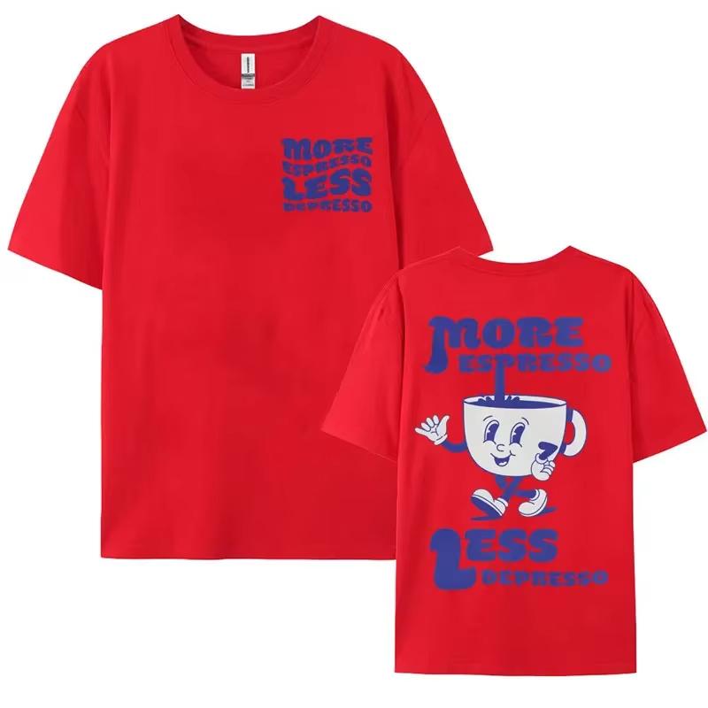Funny More Espresso Less Depresso T-shirt Cute Espresso Aesthetic Retro Coffee Men Women Cotton Tees Summer Casual Sports Tops
