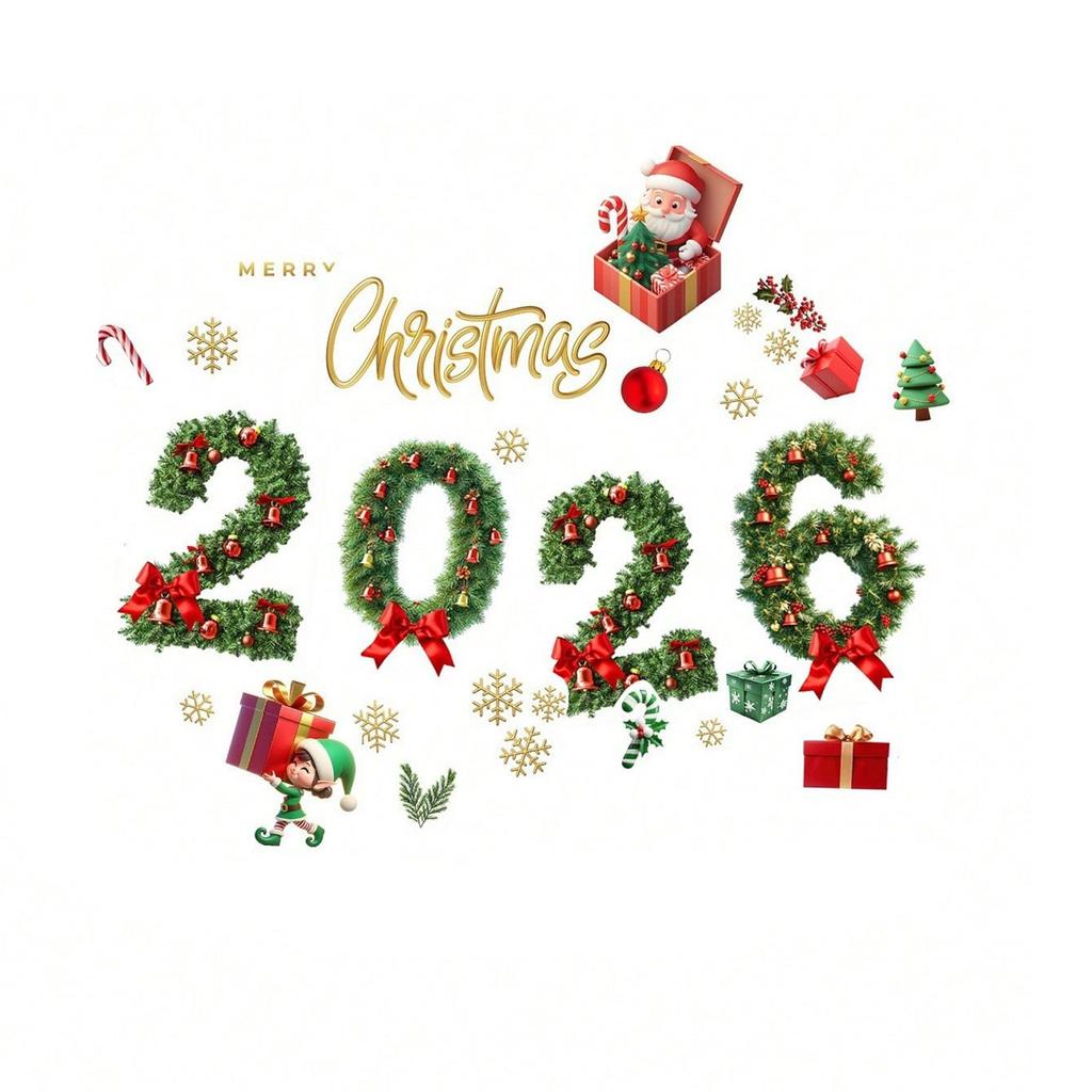 Boże Narodzenie Święty MikołajPrezent Świąteczny 2026 Naklejki Ścienne Kombinacja Naklejki Okienne Naklejki Noworoczne