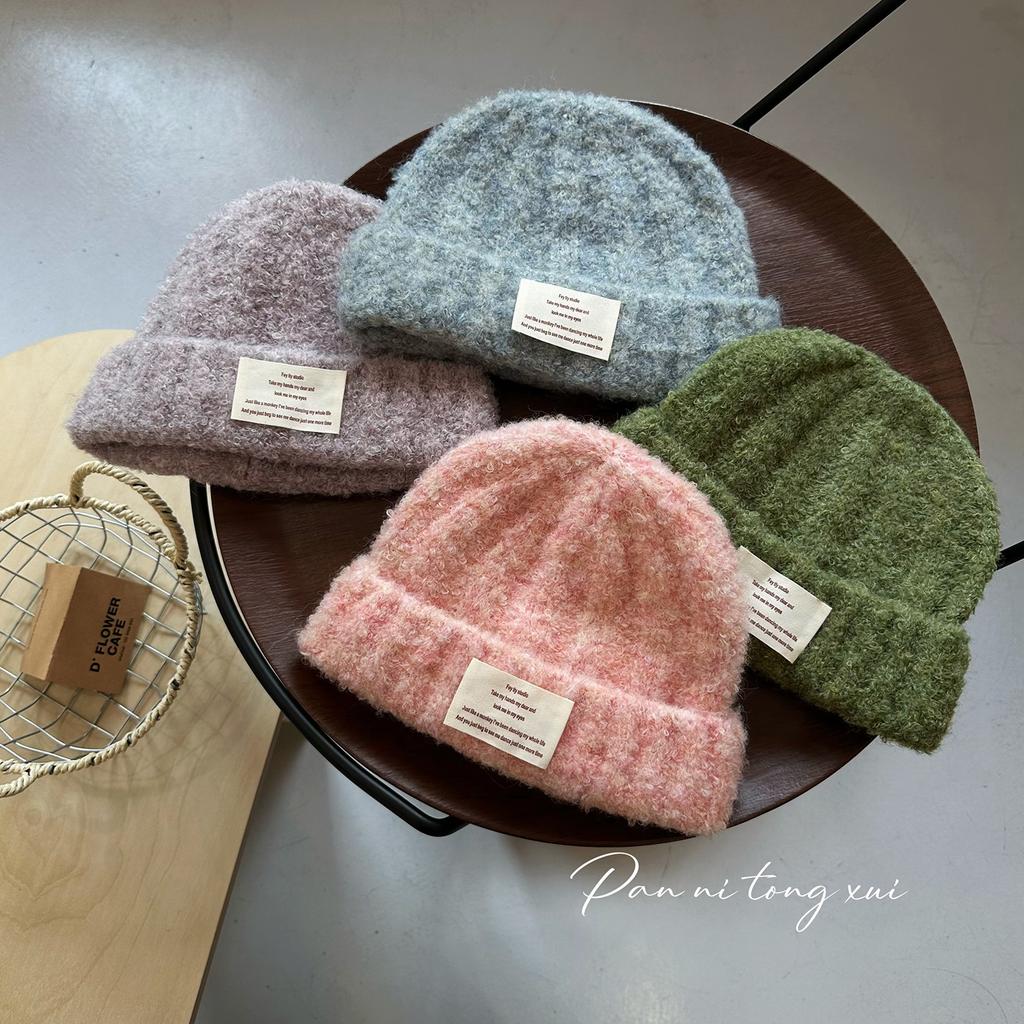 Letter Mark Circle Yarn Women's Knitted Hat Autumn and Winter New Fashion Versatile Hat Winter Warm Ear Protection Casual Woolen Hat