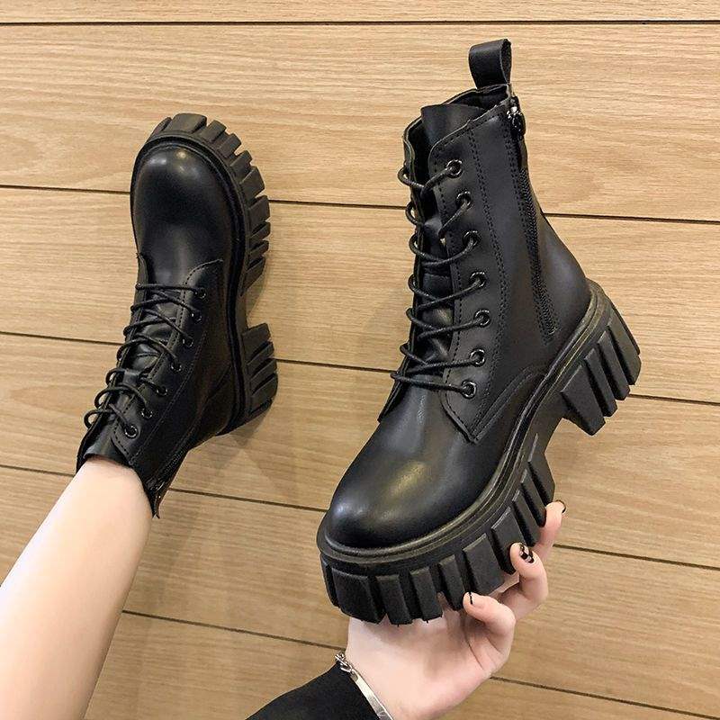 Skinny Martin boots women's 2025 autumn and winter new thick-soled heightening tide casual versatile British style handsome short boots