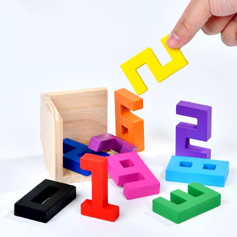 Wooden Number Building Blocks Math Logic Cube Brain Teaser Magic Puzzle Box Mind Games IQ Test for Kids Educational Gifts