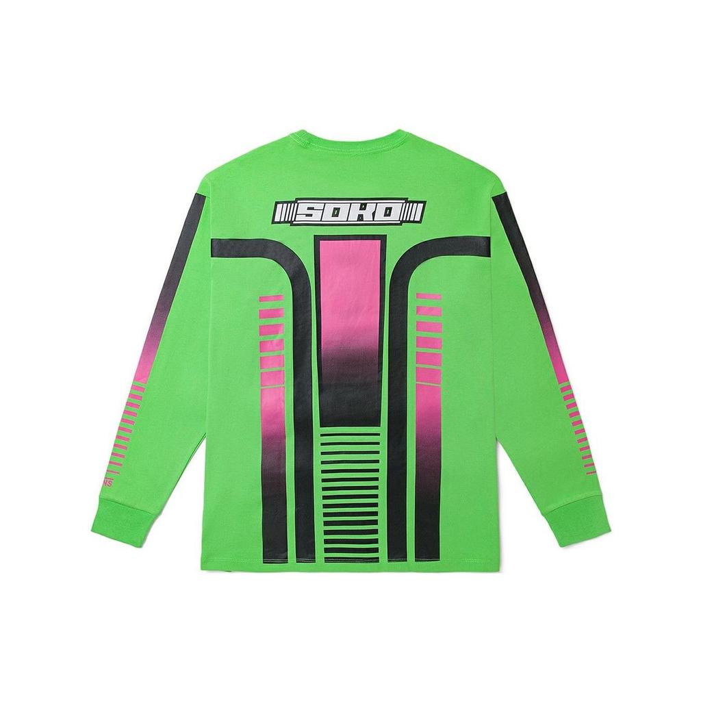 Vans X Sarah Andelman Collaboration SS22 Cartoon Cat Letter Print Crew Neck Pullover Long Sleeve T-Shirt Women Tops Green VN0A7RLQYRO