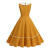 Retro Nautical-style Woven-strap Dress In a Hepburn-inspired Design, Featuring a Full Skirt and Mid-length Cut for a Sophisticated and Elegant Look