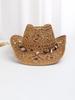 Boho Women Straw Cowboy Hat With Shell Decor Hollow Out Sun Hat