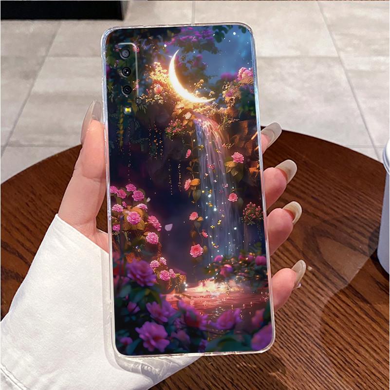 Case For Samsung A7 2018 Casing Samsung Galaxy A7 2018 Phone Case A750 A750F Lovely Rabbit Clear Soft Silicone Protective Cover