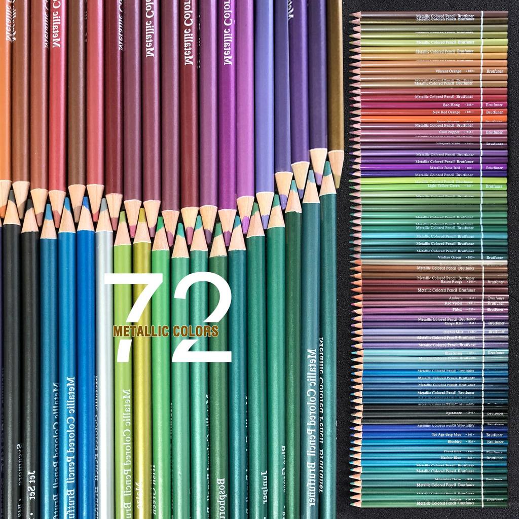Roleness Metallic Colored 72 Professional Soft Metallic for Kids and Coloring with Pencil Sharpener Pencils, Colors, Oil-Based, Grade, Core, Colors,